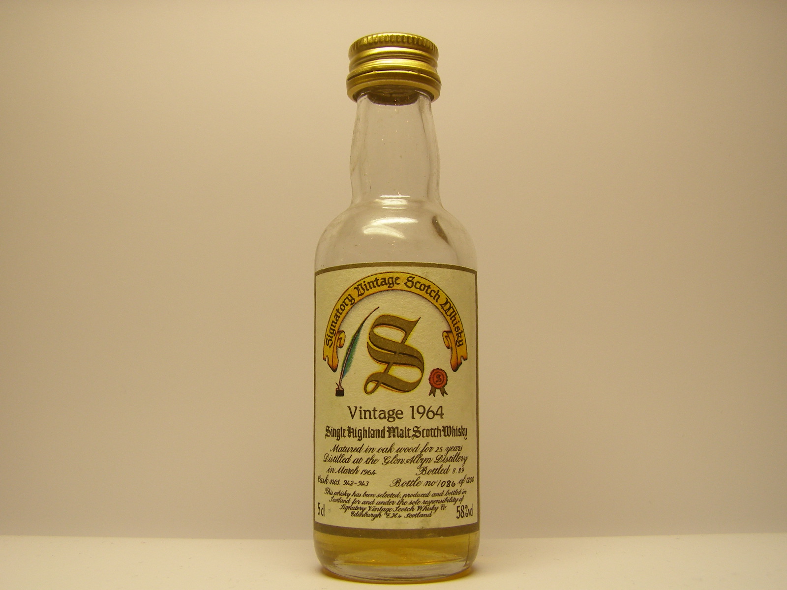 SHMSW 25yo 1964-1989 "Signatory" 5cl 58%vol